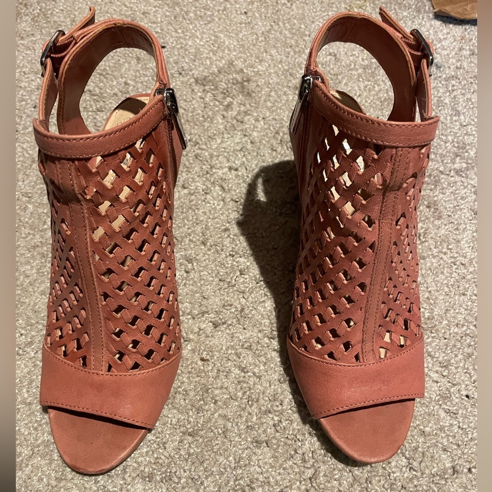 Vince Camuto Dark Blush Open-Toe Heeled Booties